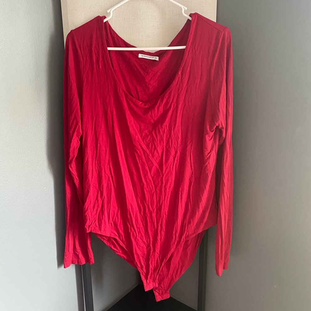 Mango Pop Red Long Sleeve Bodysuit